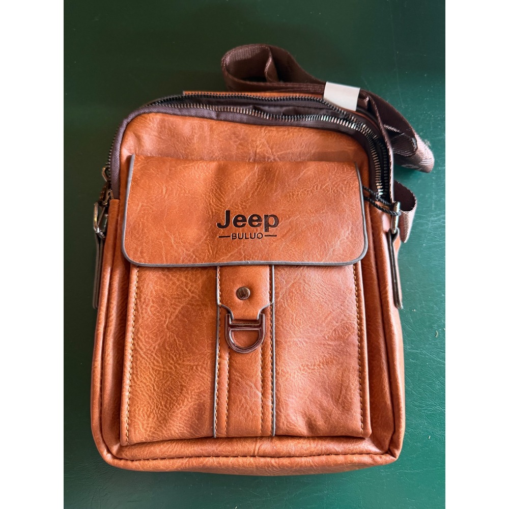 Jeep Buluo Mens Brown Vegan Leather Crossbody Messenger Bag 2019-10#SF